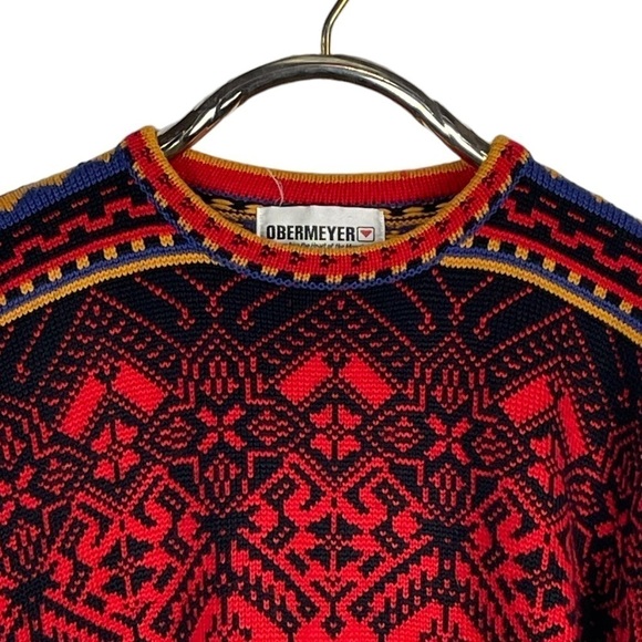 OBERMEYER KILIAN HOLIDAY FAIR ISLE WOOL BLEND PULLOVER CREWNECK SWEATER - Picture 9 of 11